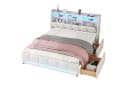 Flieks Polsterbett 140x200cm Beige LED APP-Steuerung Schubladen Bild 2