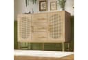 Flieks Kommode, Schrank Sideboard mit 3 Schubladen 2 Türen Rattan Eiche Bild 1