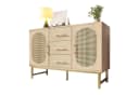 Flieks Kommode, Schrank Sideboard mit 3 Schubladen 2 Türen Rattan Eiche Bild 2