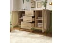Flieks Kommode, Schrank Sideboard mit 3 Schubladen 2 Türen Rattan Eiche Bild 3