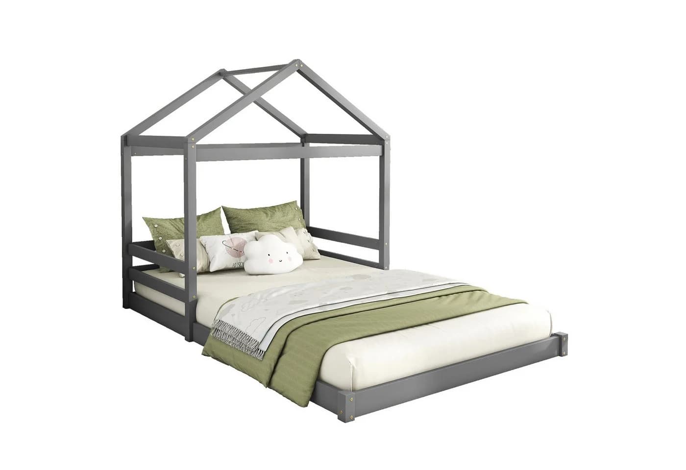 Flieks Kinderbett 140x200cm Massivholz grau mit Lattenrost - Bild 2