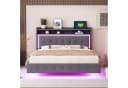 Flieks Polsterbett mit LED, USB-Laden & Stauraum Grau Leinen Bild 1