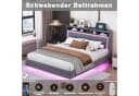 Flieks Polsterbett mit LED, USB-Laden & Stauraum Grau Leinen Bild 4