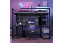 Flieks Hochbett Kinderbett Metallbett Schwarz mit Tisch und Stauraum Bild 1