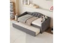 Flieks Daybett Grau mit Ausziehbett und Leinenbezug Bild 2