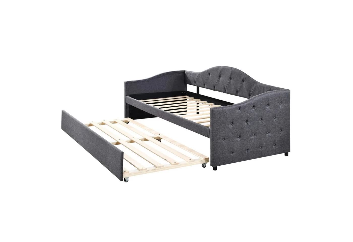 Flieks Daybett Grau mit Ausziehbett und Leinenbezug - Bild 5
