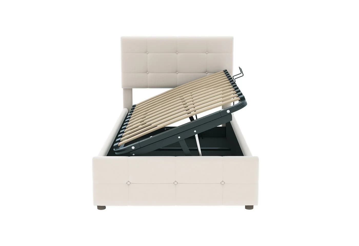 Flieks Polsterbett Hydraulisches Stauraumbett Beige Samt - Bild 5