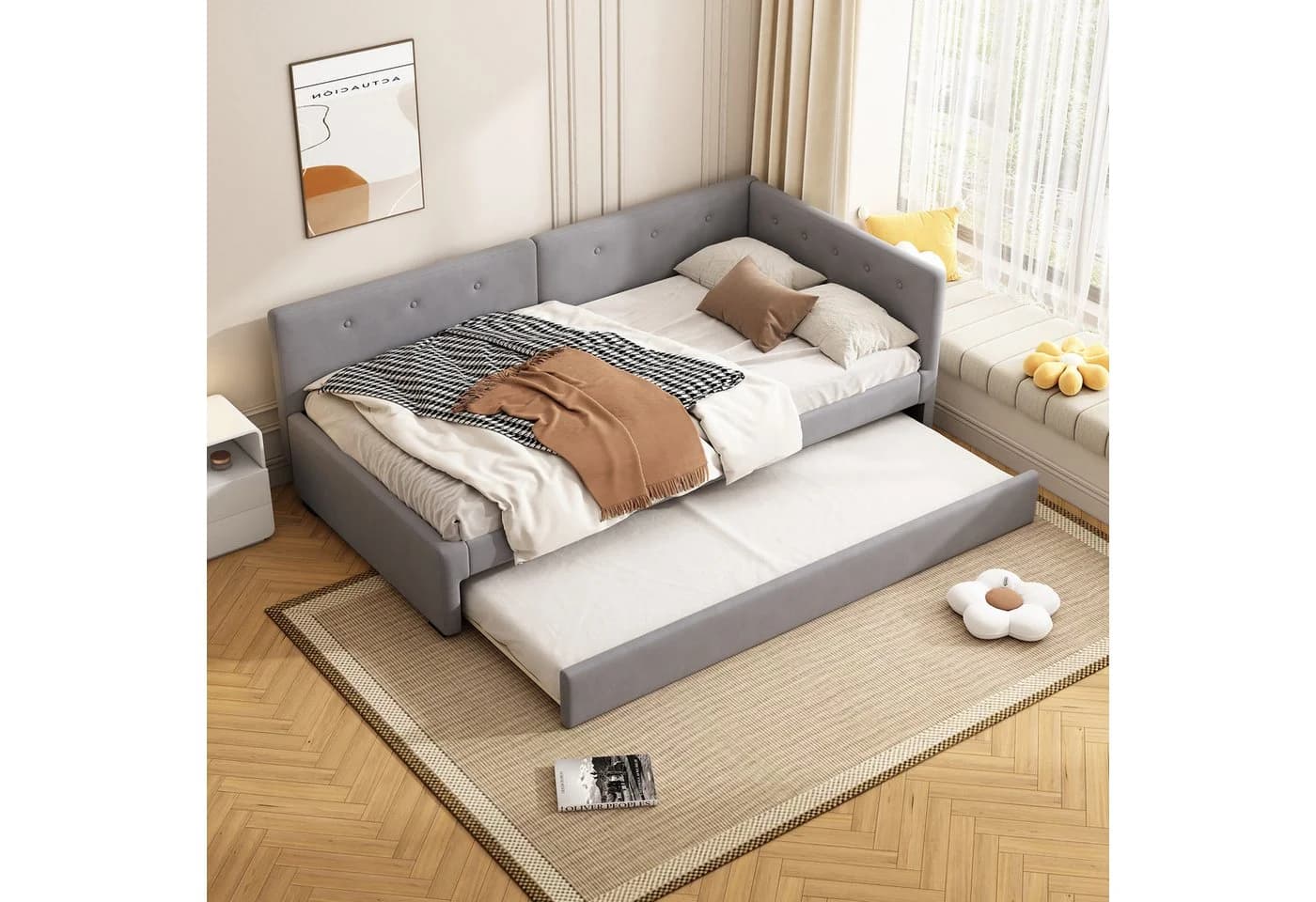Flieks Daybett Grau Samt mit Ausziehbett - Bild 2