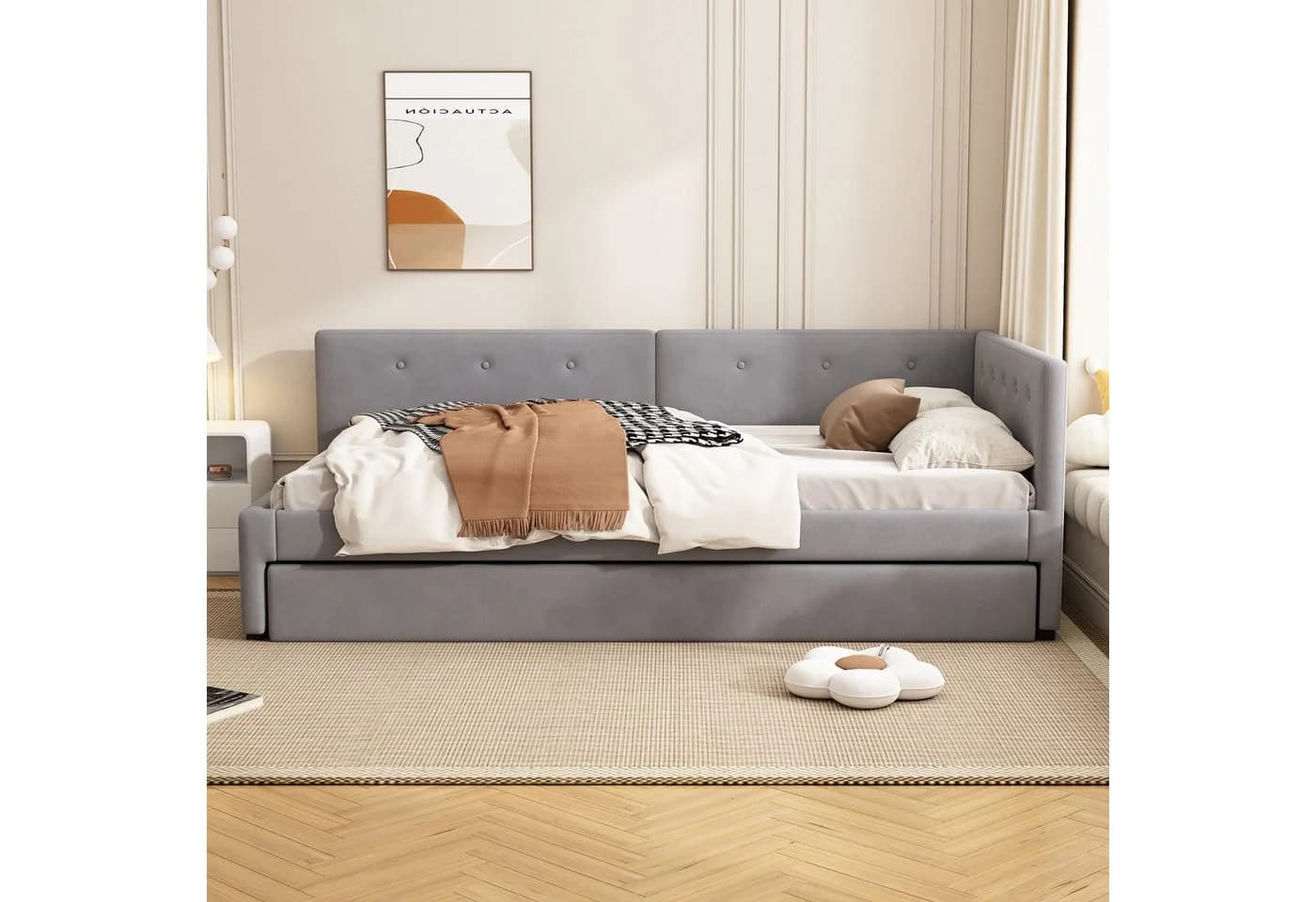 Flieks Daybett Grau Samt mit Ausziehbett - Bild 3