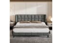 Flieks Polsterbett Doppelbett Samt grau mit Lattenrost Bild 3