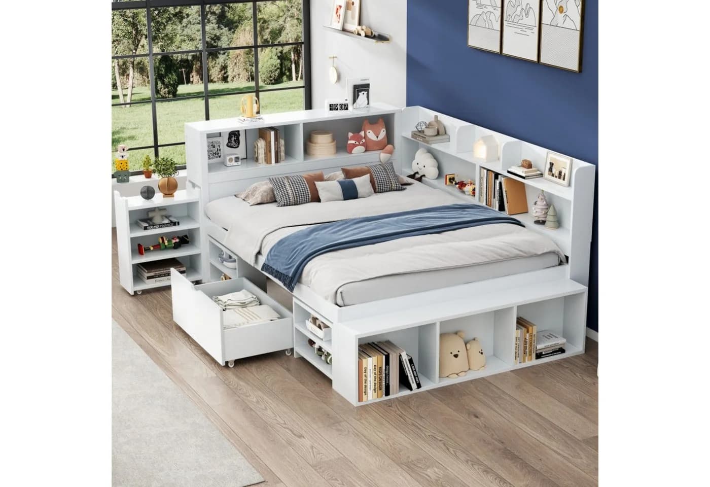 Flieks Kinderbett mit Schublade, Regal & Schrank Weiß - Bild 2