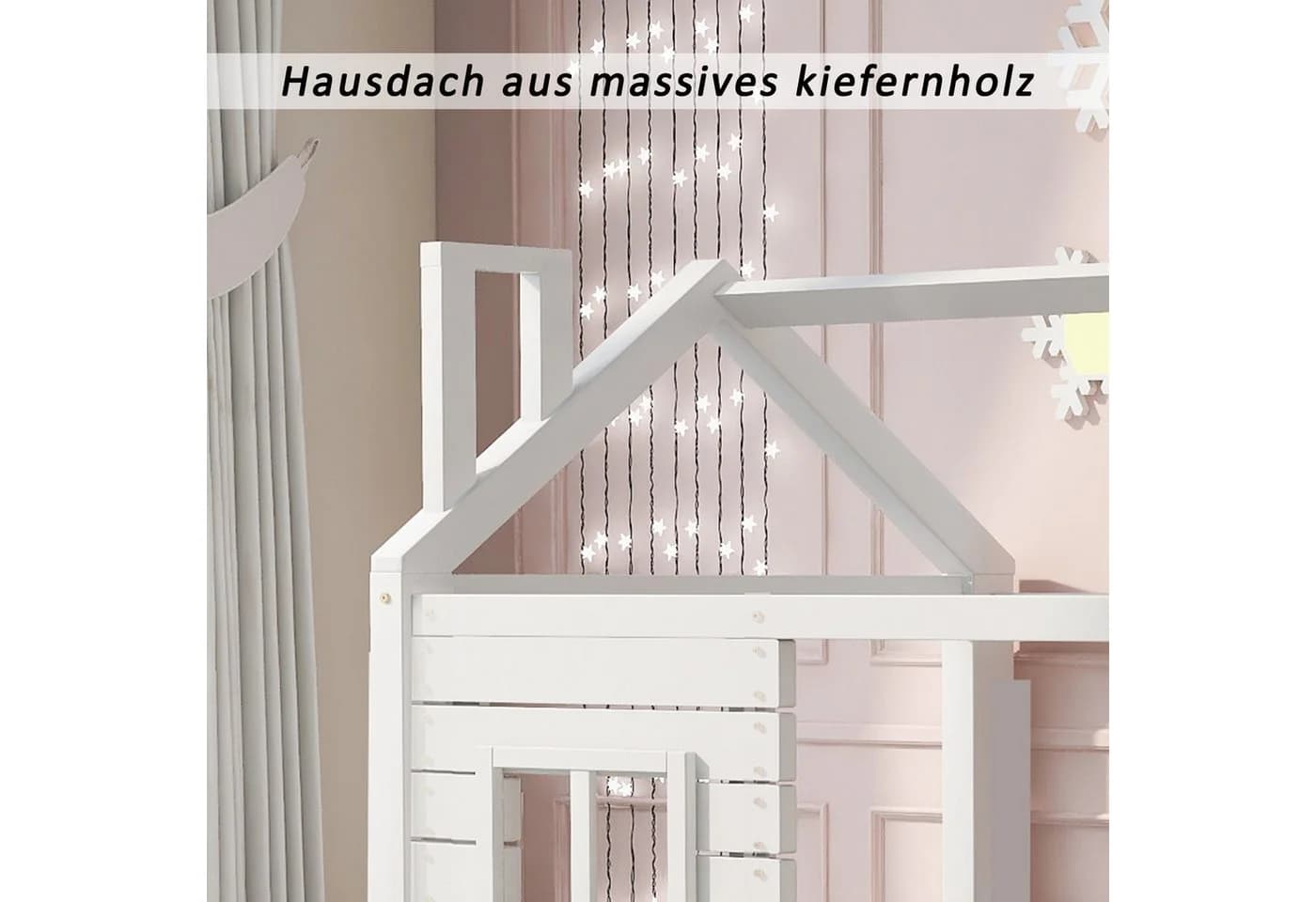 Flieks Hausbett Kinderbett Weiß Massivholz mit Schubladen - Bild 4