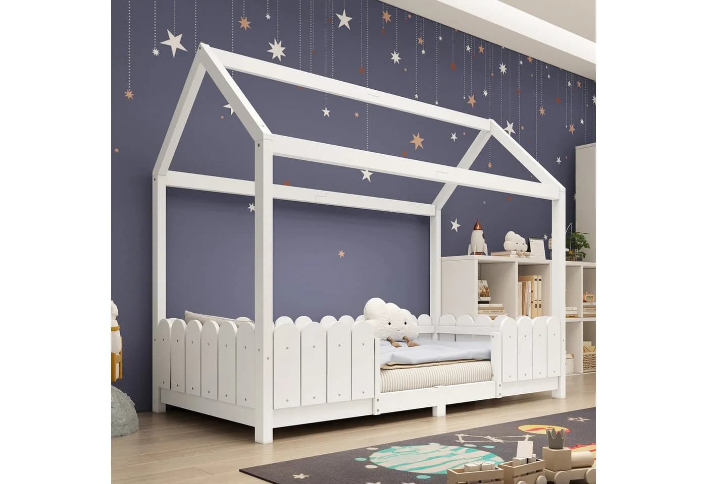 Flieks Kinderbett Hausbett Weiß Kiefernholz - Bild 2