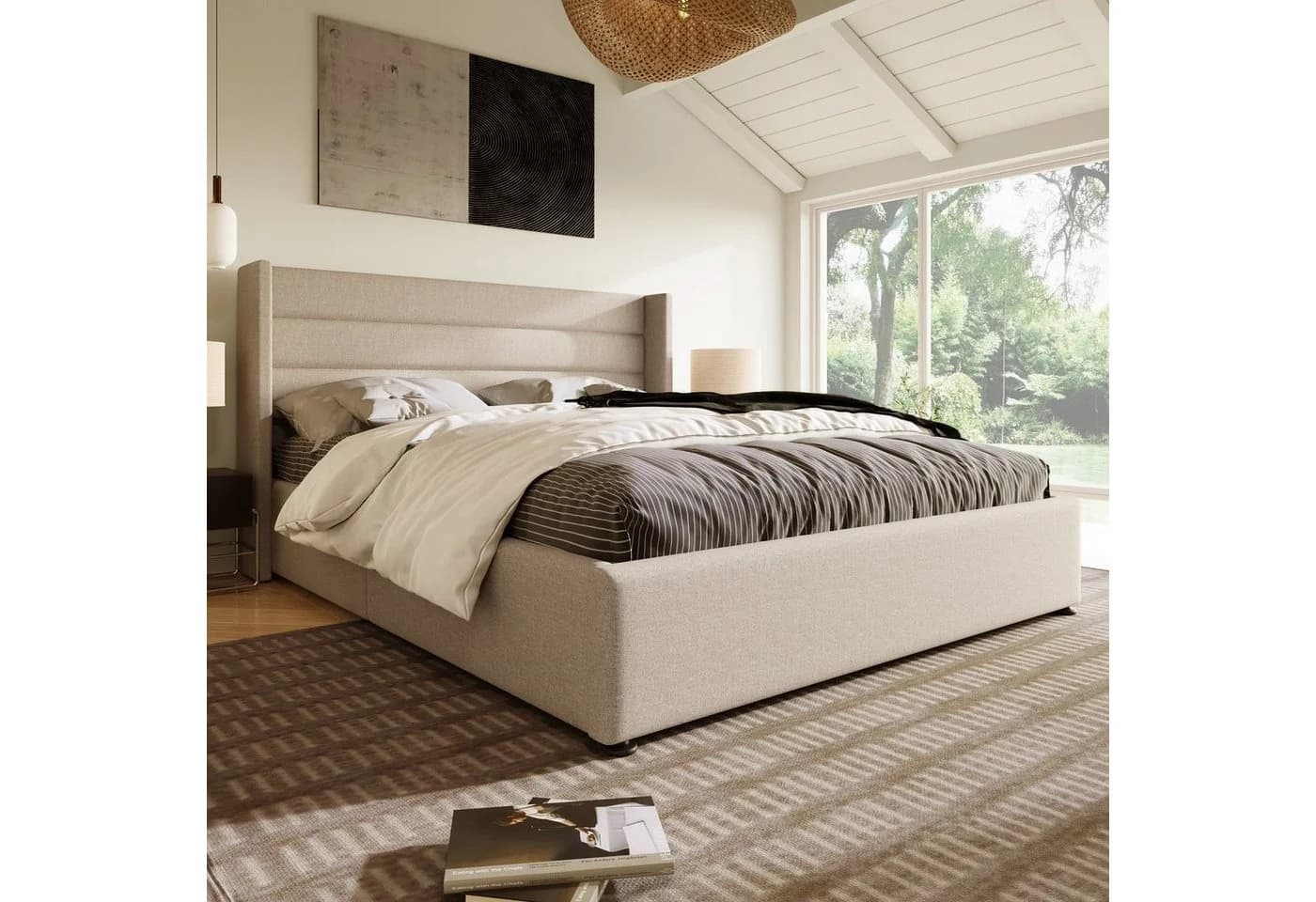 Flieks Funktionsbett Cozy Beige Polsterbett mit Stauraum