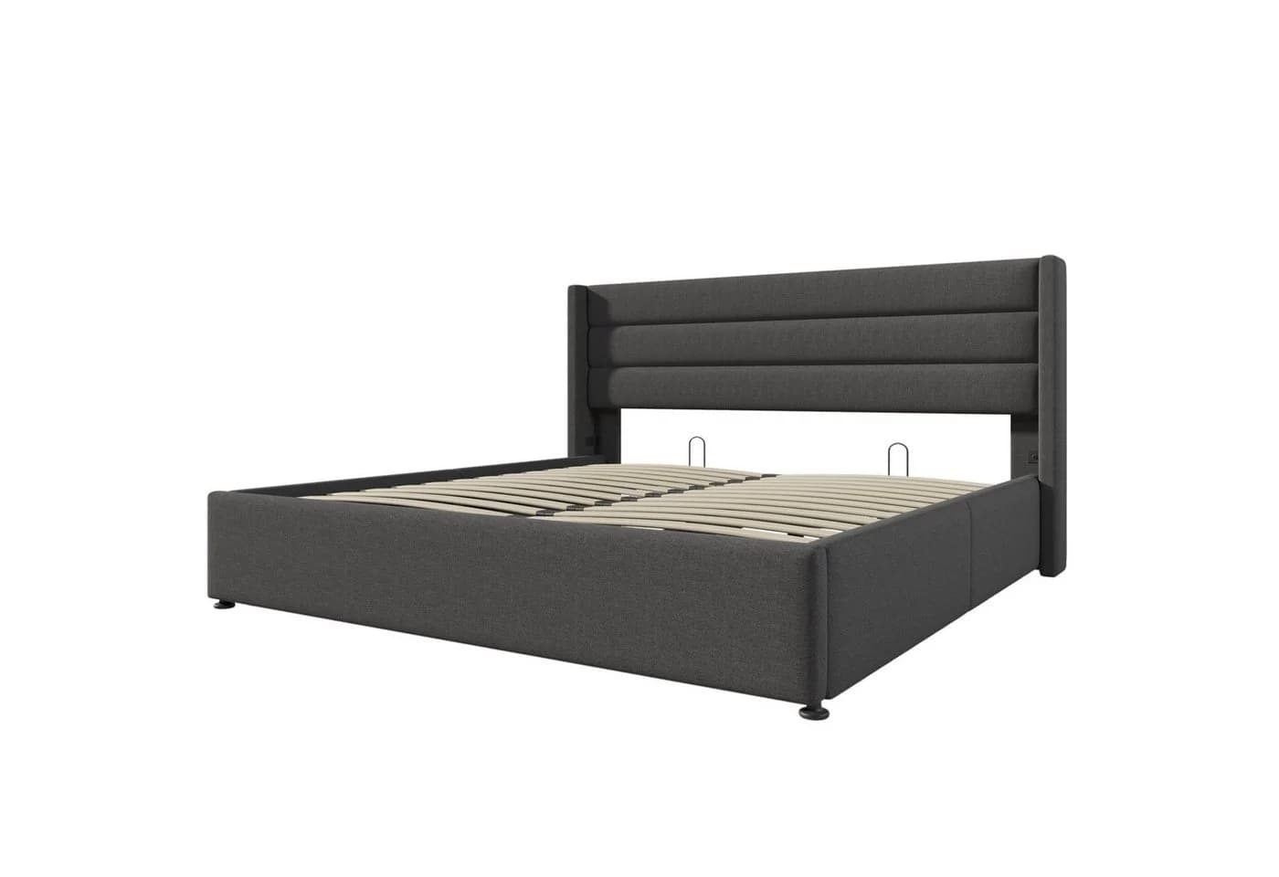 Flieks Funktionsbett cozy Stauraumbett Grau Leinen - Bild 5