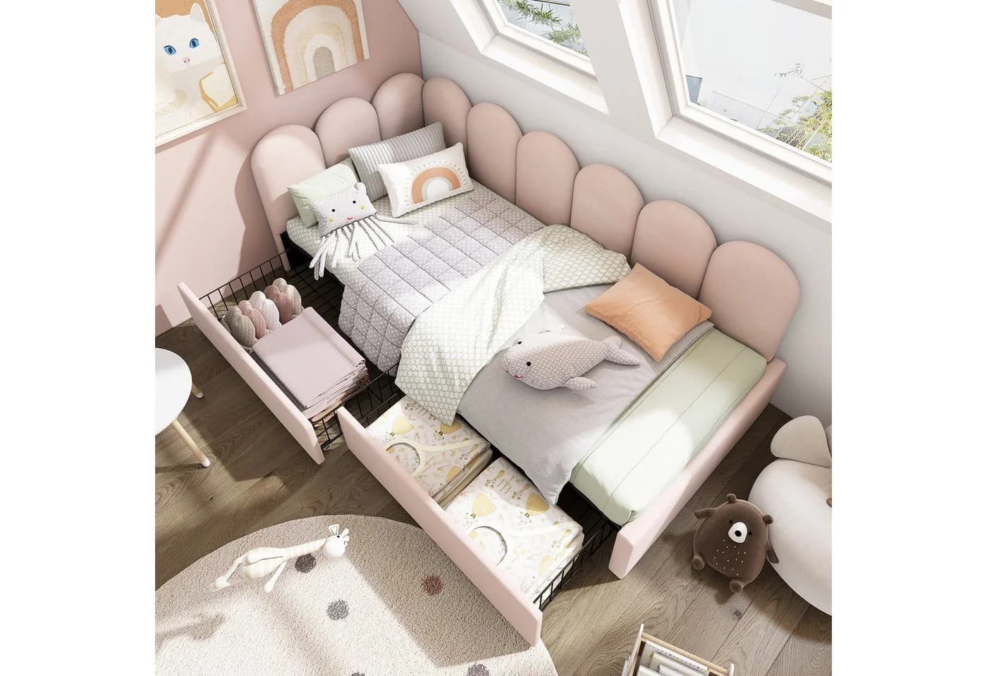 Flieks Polsterbett Einzelbett Daybett Tagesbett Schlafsofa Samt 90x200cm