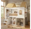 Flieks Hochbett Massivholz mit Kleiderschrank & Regalen Bild 2
