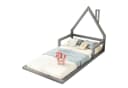 Flieks Kinderbett Hausbett 90x200cm Kiefernholz Grau Bild 2