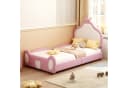 Flieks Polsterbett Kinderbett Einzelbett 90x200cm mit Krone Kopfteil Kunstlederstoff Bild 1