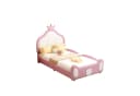 Flieks Polsterbett Kinderbett Einzelbett 90x200cm mit Krone Kopfteil Kunstlederstoff Bild 2
