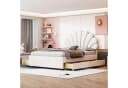 Flieks Polsterbett Blumenform Samt Beige 140x200cm mit Schubladen Bild 1