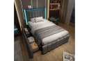 Flieks Polsterbett LED Beleuchtung Einzelbett 90x200cm mit Ladefunktion und 2 Schubladen Bild 1