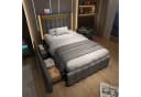 Flieks Polsterbett LED Beleuchtung Einzelbett 90x200cm mit Ladefunktion und 2 Schubladen Bild 2