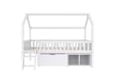 Flieks Hochbett Hausbett Kinderbett mit Stauraumfächern Kiefer Bild 5