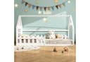 Flieks Massivholzbett Kinderbett Hausbett Einzelbett 90x200cm mit Lattenrost und Zaun Bild 3