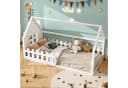 Flieks Massivholzbett Kinderbett Hausbett Einzelbett 90x200cm mit Lattenrost und Zaun Bild 4