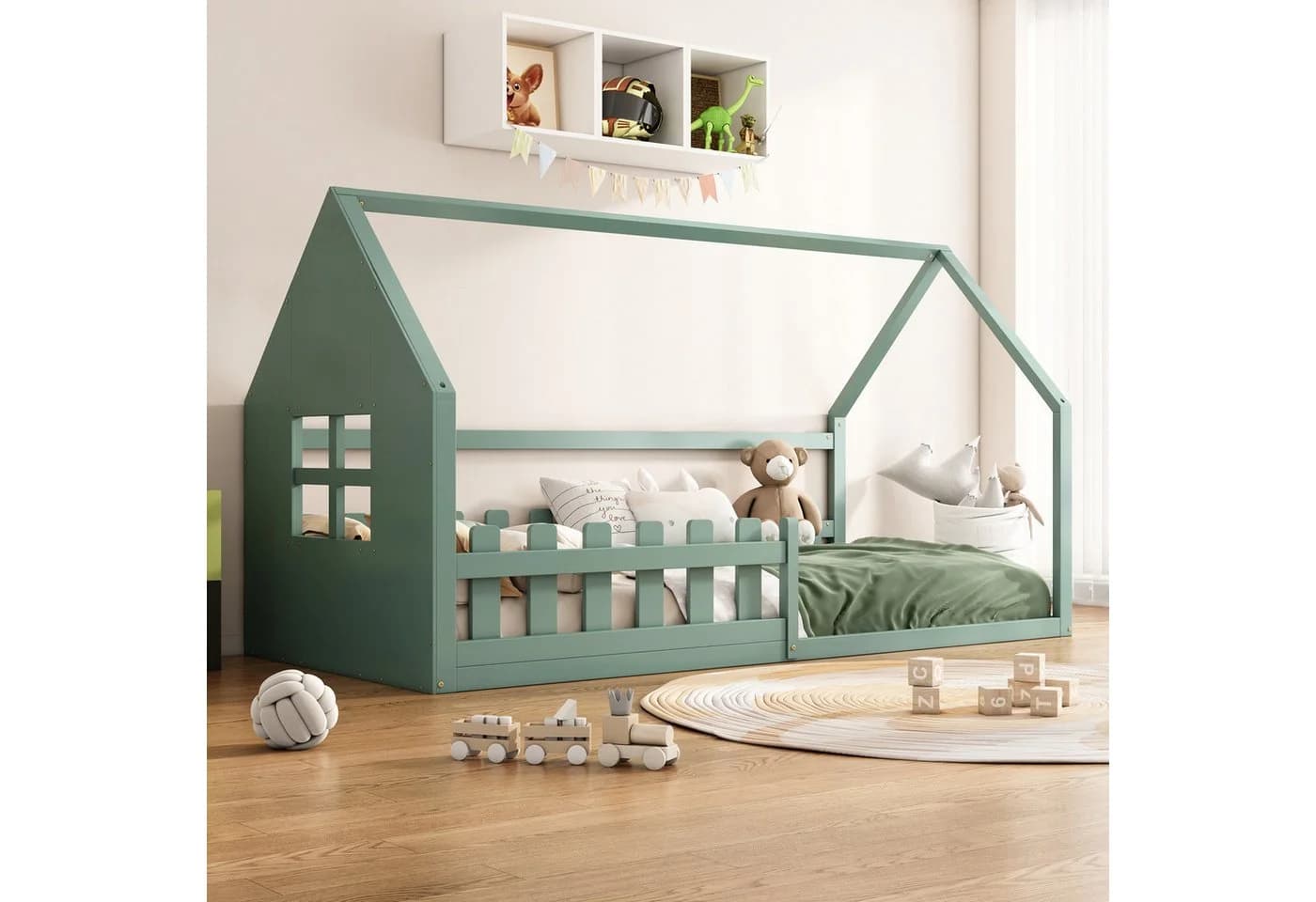 Flieks Massivholzbett Kinderbett Hausbett Einzelbett 90x200cm