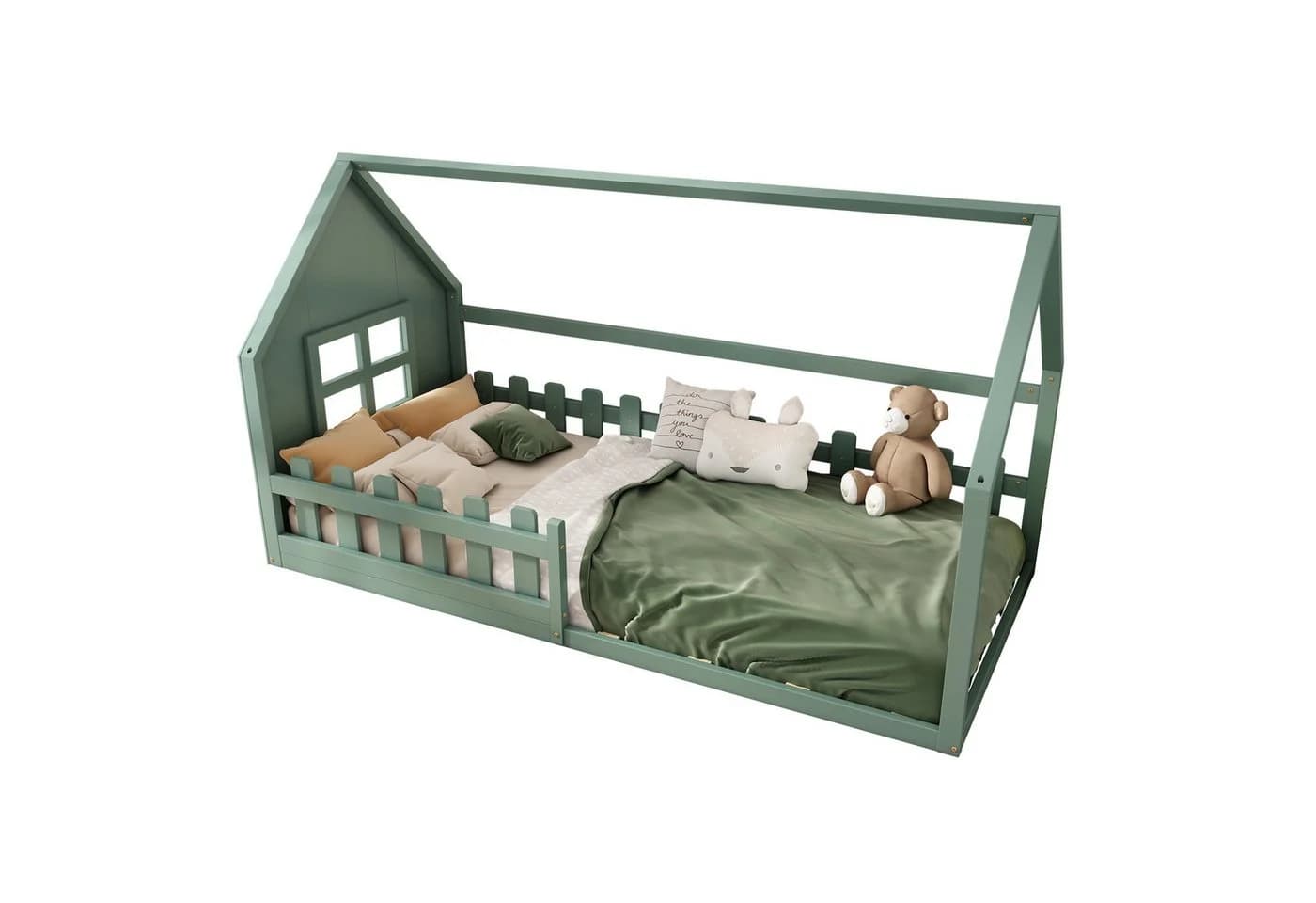 Flieks Massivholzbett Kinderbett Hausbett Einzelbett 90x200cm - Bild 2
