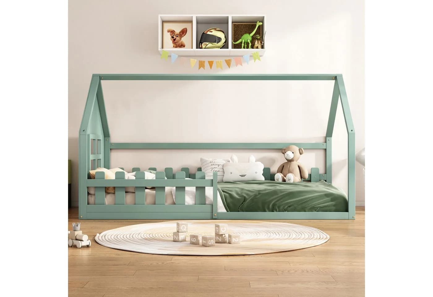 Flieks Massivholzbett Kinderbett Hausbett Einzelbett 90x200cm - Bild 3
