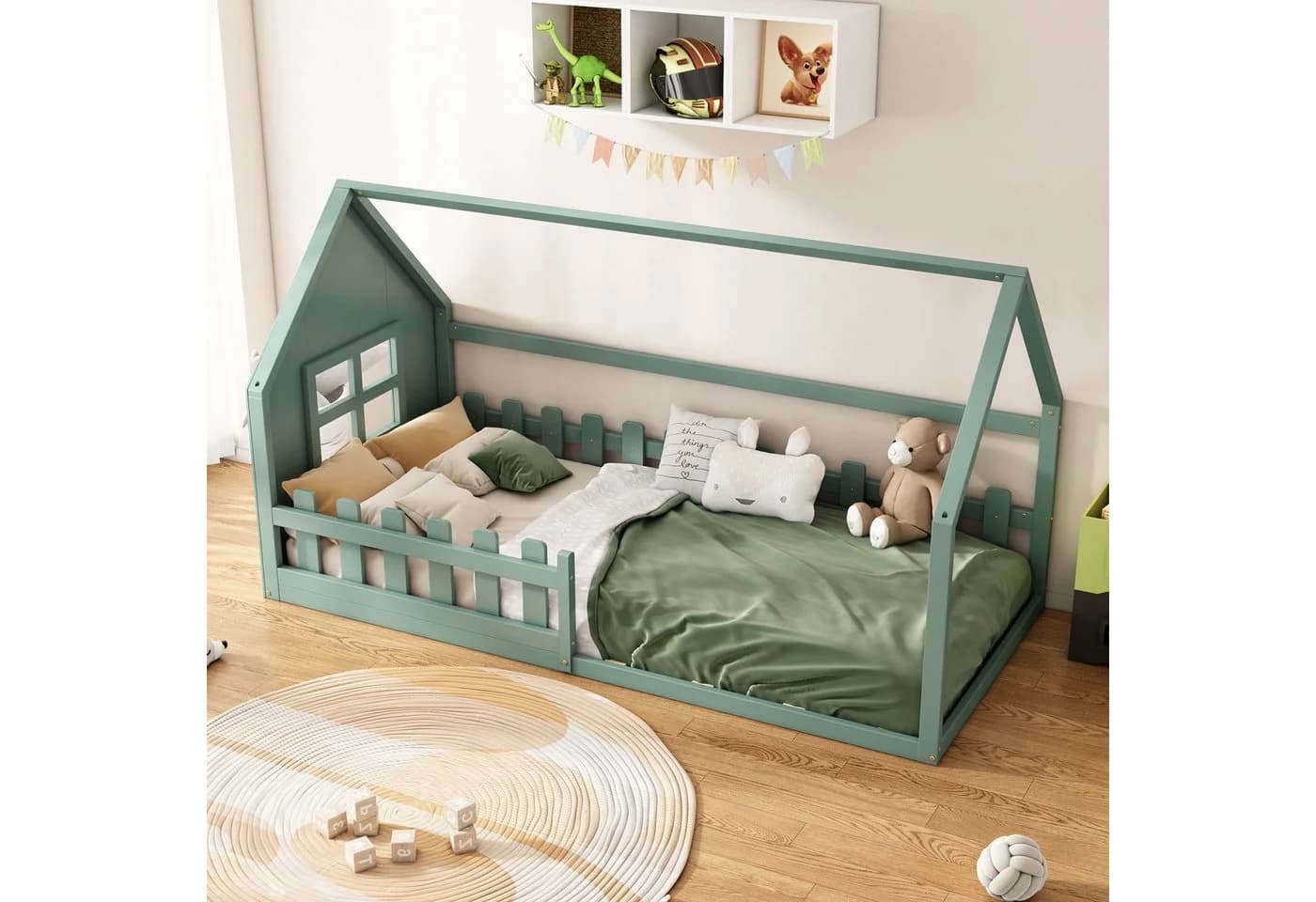 Flieks Massivholzbett Kinderbett Hausbett Einzelbett 90x200cm - Bild 4