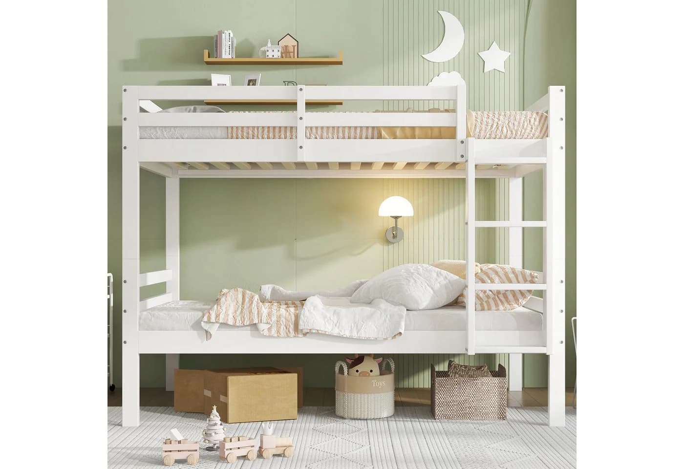 Flieks Etagenbett Umwandelbar Weiß Massivholz Kinderbett