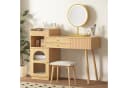Flieks Schminktisch mit LED-Spiegel und Seitenschrank Beige Bild 2