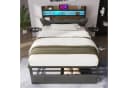 Flieks Polsterbett mit LED und Stauraum Kopfteil Grau Bild 1