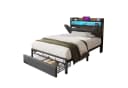 Flieks Polsterbett mit LED und Stauraum Kopfteil Grau Bild 2