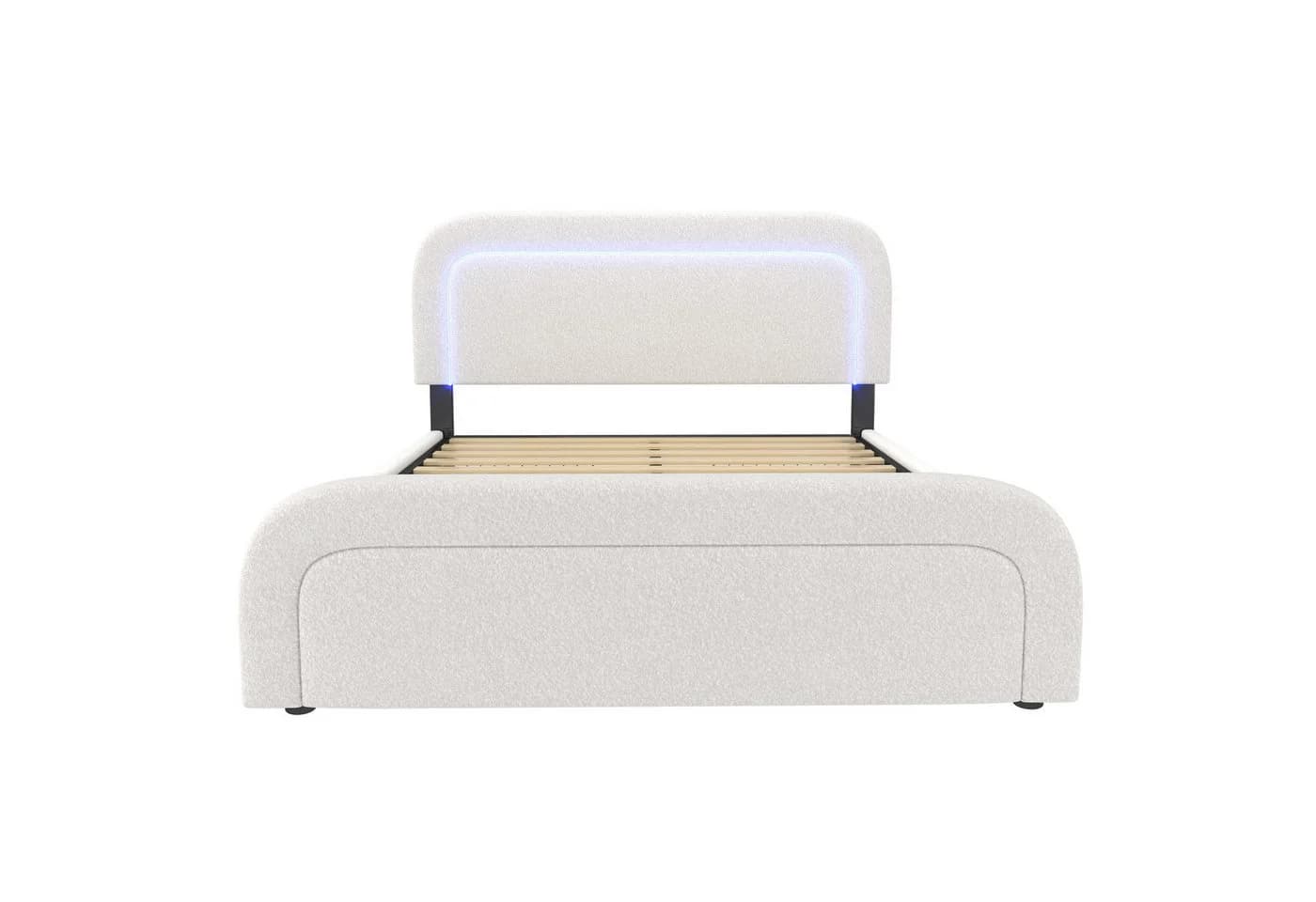 Flieks Polsterbett mit LED, Schubladen und Lammwolle-Bezug - Bild 5