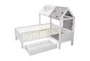 Flieks Kinderbett Massivholz Hausbett mit Zeltstoff und Schublade Bild 5