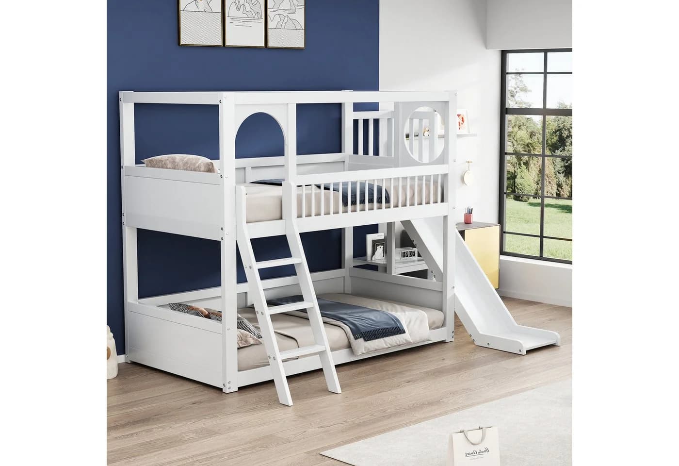 Flieks Etagenbett Hausbett mit Rutsche und Leiter