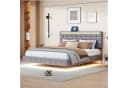 Flieks Polsterbett mit LED-Beleuchtung Grau Leinen Bild 1