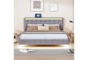 Flieks Polsterbett mit LED-Beleuchtung Grau Leinen Bild 3