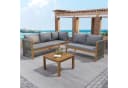 Flieks Gartenlounge-Set 5-Sitzer Seil Balkonset Akazienholz Ecksofa mit Couchtisch Bild 1