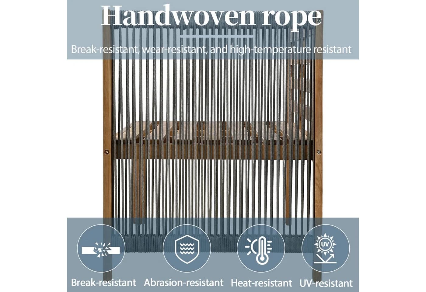 Flieks Gartenlounge-Set 5-Sitzer Seil Balkonset Akazienholz Ecksofa mit Couchtisch - Bild 3