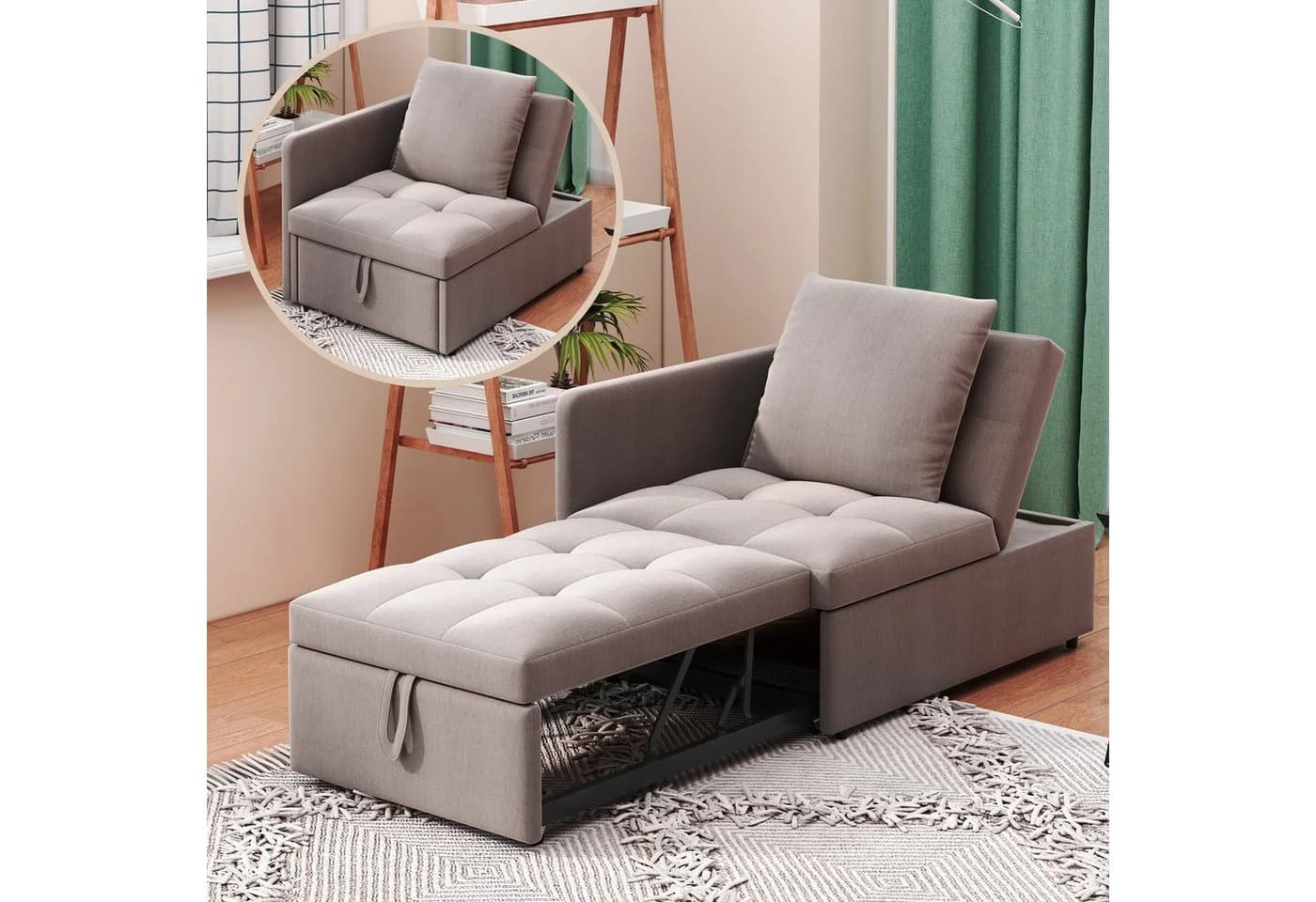 Flieks Daybett Grau Multifunktion-Schlafsofa mit verstellbarer Rückenlehne - Bild 2