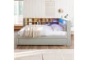 Flieks Daybett mit LED Steckdose und Ausziehbett Grau Samt Bild 1