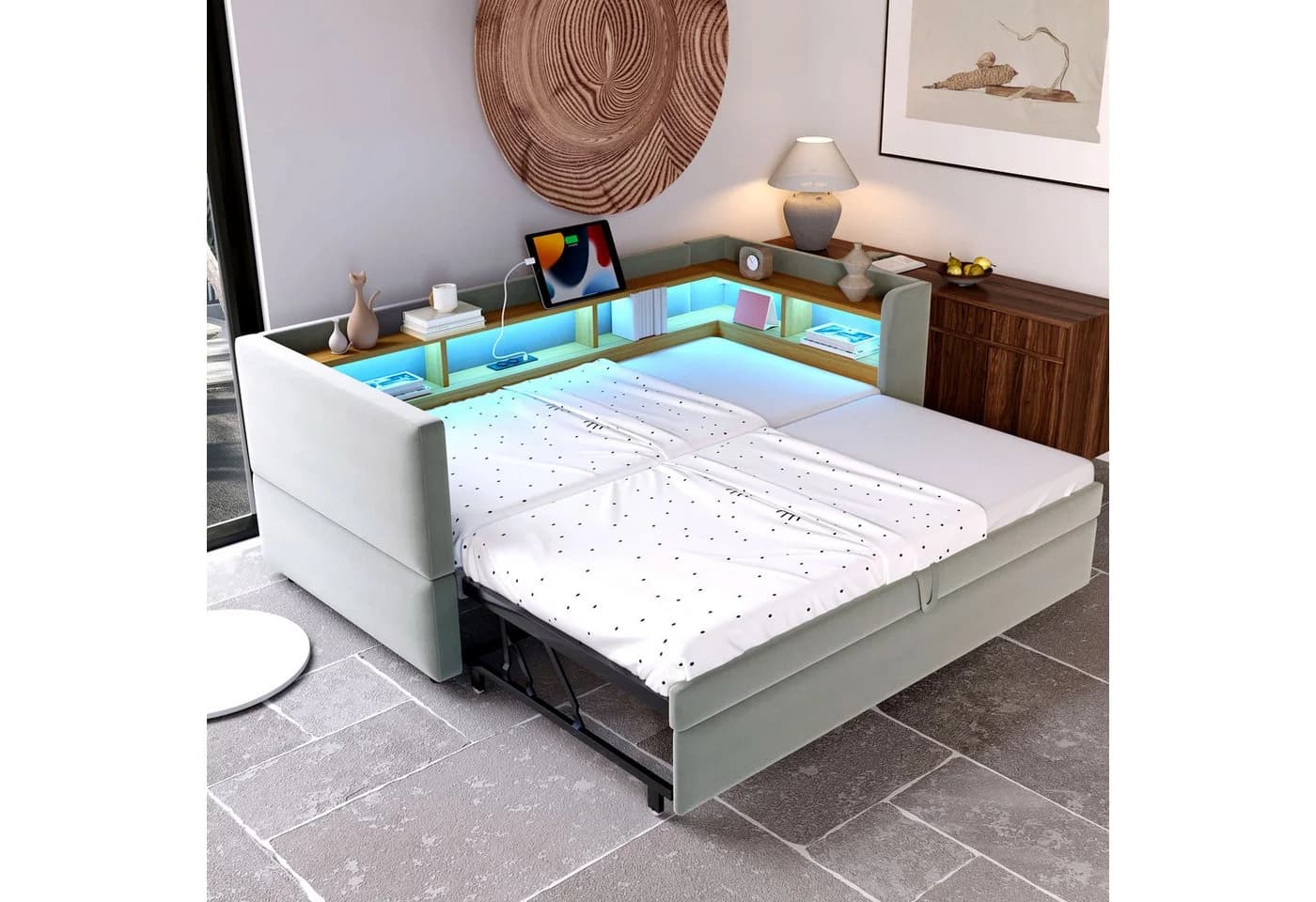 Flieks Daybett Polsterbett mit LED und Stauraum Grau - Bild 2