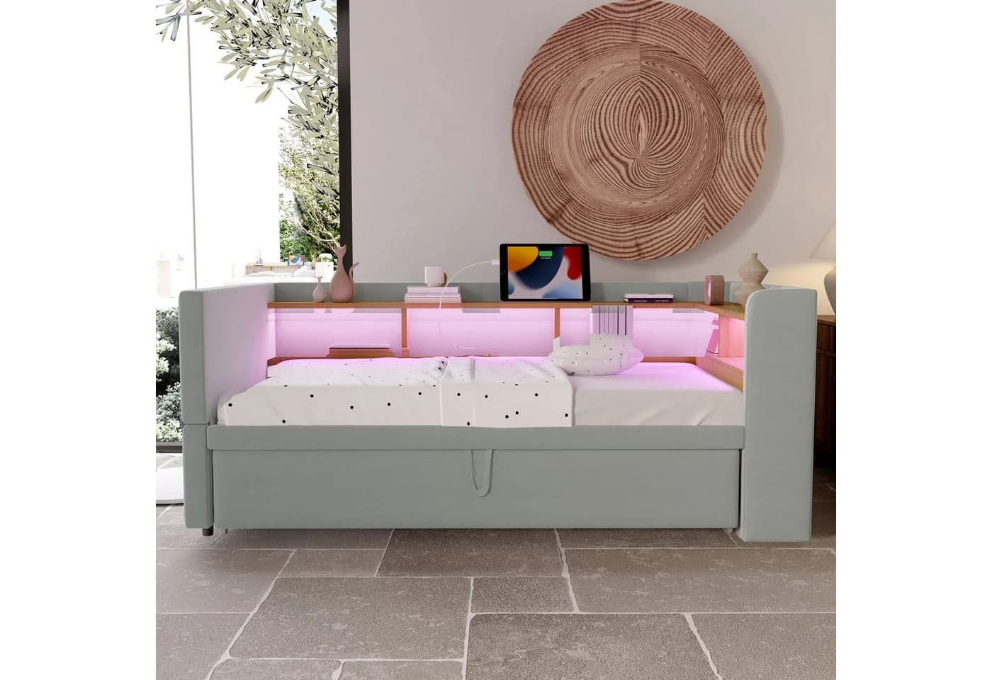 Flieks Daybett Polsterbett mit LED und Stauraum Grau - Bild 3