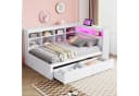 Flieks Massivholzbett LED Einzelbett 90x200cm mit Stauraum, USB-Aufladen und Schublade Bild 2